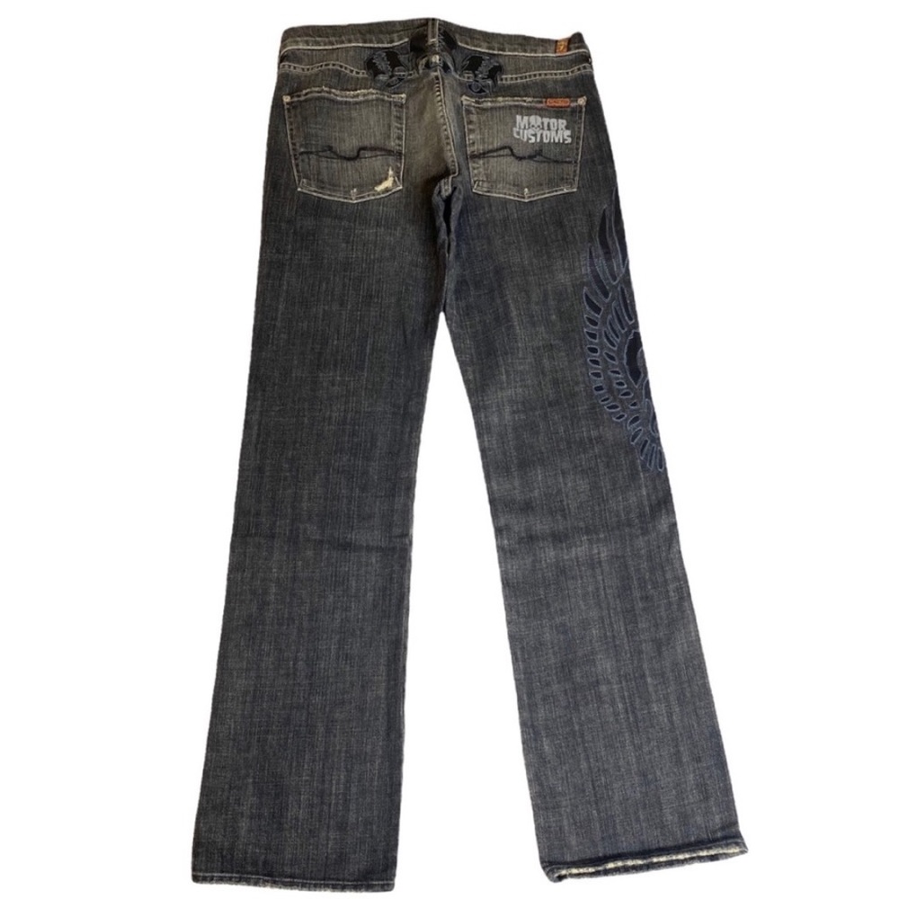 HTF: 7 For All Mankind® ☻︎ x Great China Wall Moto Skull Patch Standard Jeans ☻︎ - Picture 4 of 16